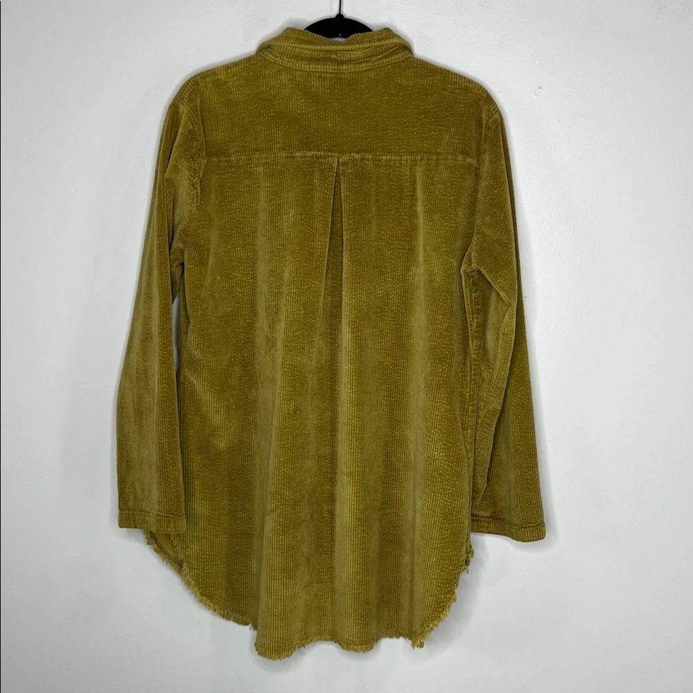 ELAN Cotton Blend Corduroy Fray Hem Button Front Shacket Size Large - Picture 10 of 11
